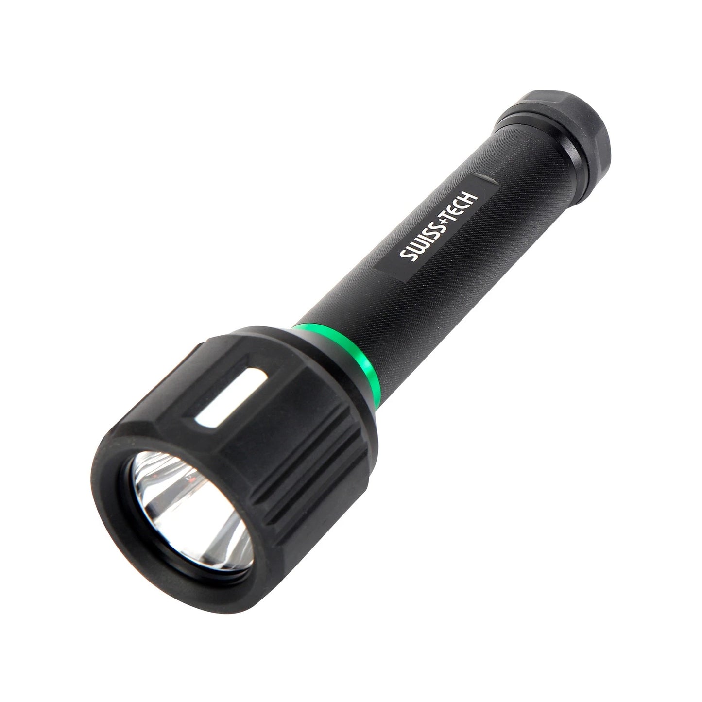 SWISS+TECH 1000lm Dual Power Rechargeable Drop Proof Flashlight, 350m Beam, IPX7 Waterproof