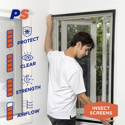Permastik Easy Fit Window Screen Kit 1.5m x 1.2m, Adjustable, UV-Resistant Fibreglass Mesh