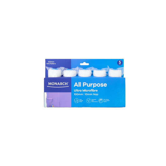 Monarch Ultra Microfibre Mini Roller 100/10mm Nap 5 Pack for Smooth Interior Surfaces