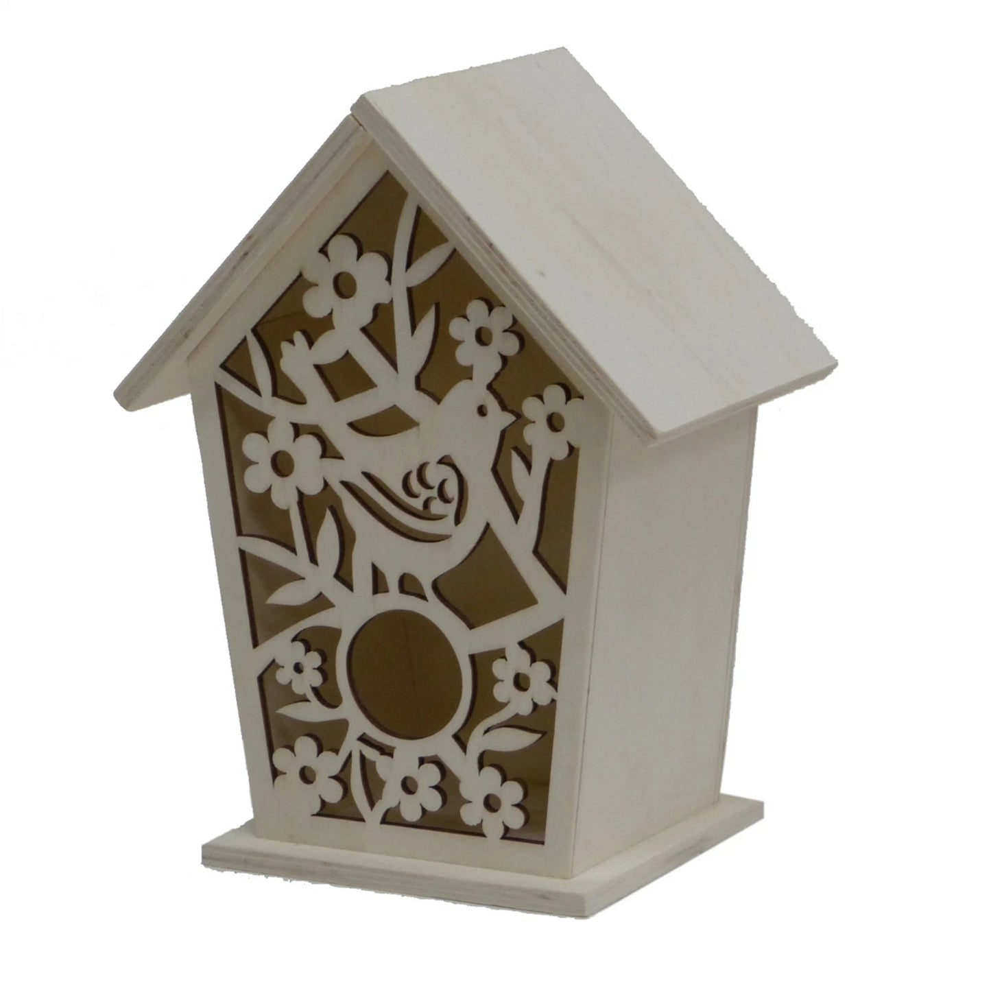 Boyle Birdhouse With Hinged Roof - Multi-Functional Wooden Craft, Laser-Cut Design, Plywood