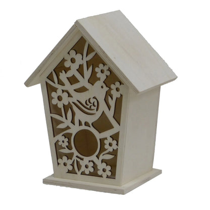 Boyle Birdhouse With Hinged Roof - Multi-Functional Wooden Craft, Laser-Cut Design, Plywood