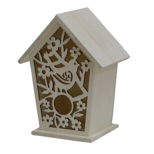 Boyle Birdhouse With Hinged Roof - Multi-Functional Wooden Craft, Laser-Cut Design, Plywood