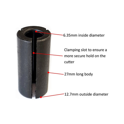 Ultra Router Reducing Collet 12.7mm to 6.4mm Steel for 1/2" Routers