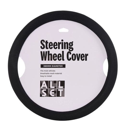 All Set Steering Wheel Cover - 380mm Universal Fit, Breathable Mesh, Easy Install