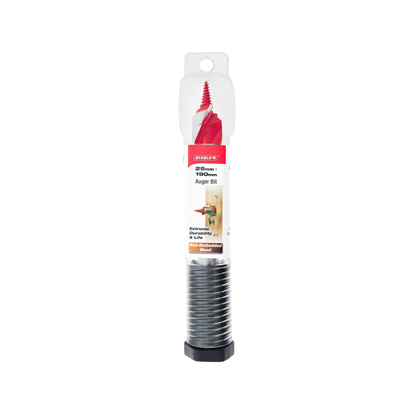 Diablo 25 x 190mm Auger Bit with Dura-Tip™ for Nail-Embedded Wood Drilling