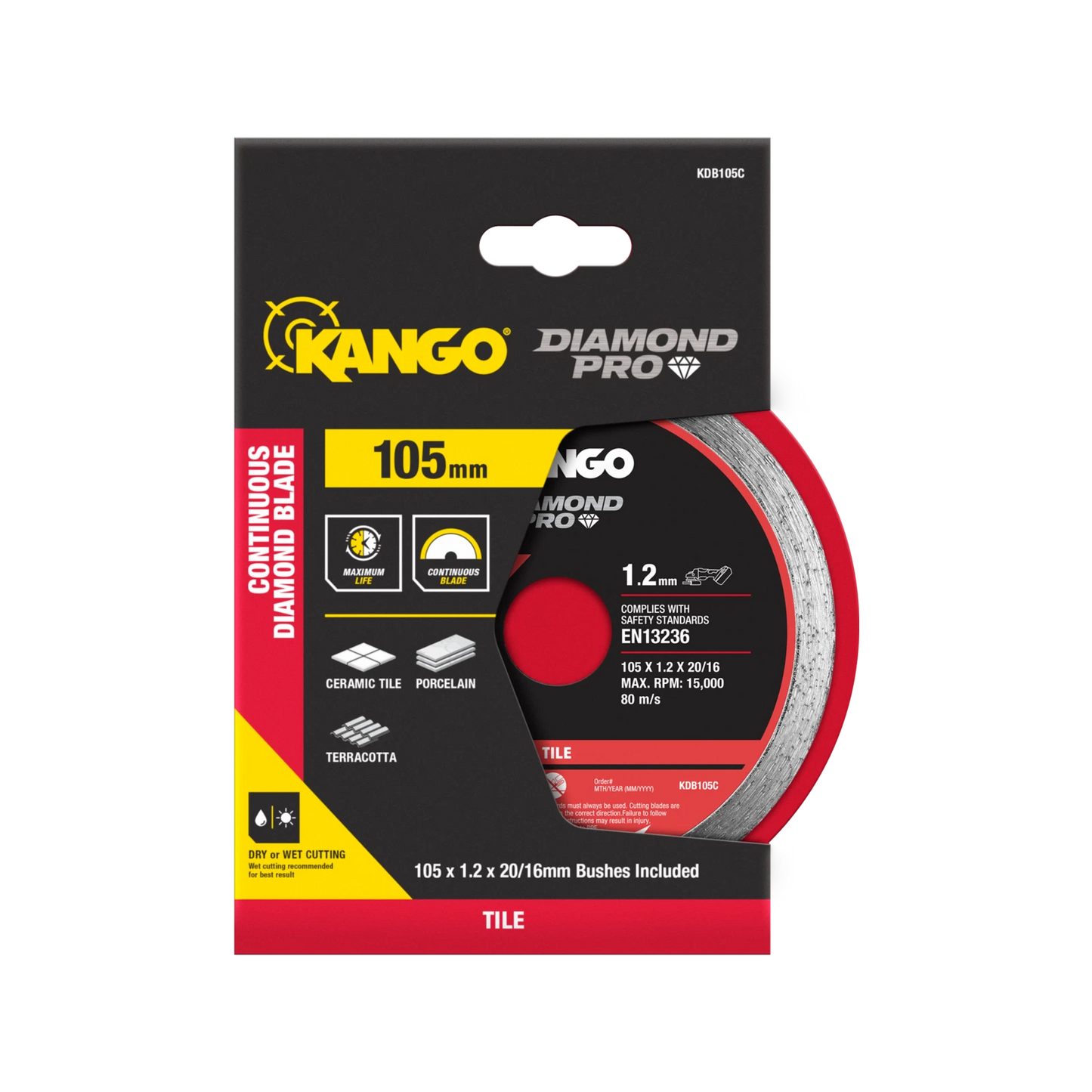Kango 105mm Continuous Diamond Saw Blade - Smooth, Precise Cuts for Tiles & Marble