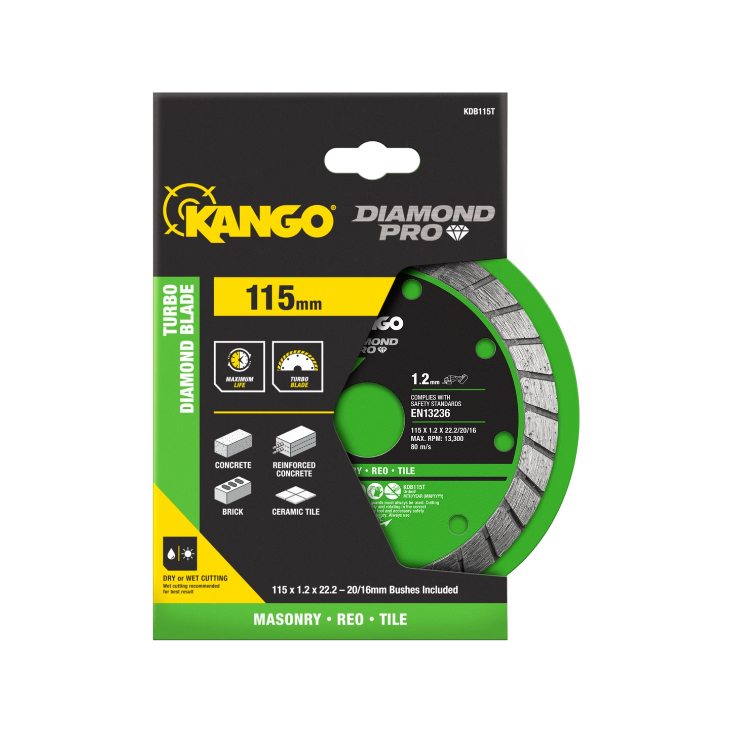 Kango 115mm Turbo Diamond Saw Blade - Fast, Precise Cuts for Concrete, Brick & Stone