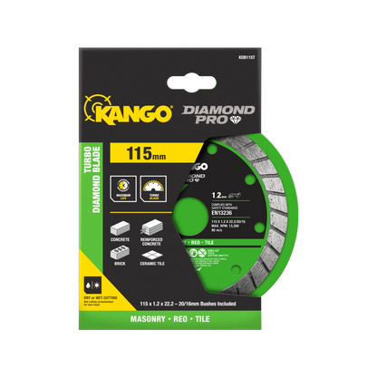 Kango 115mm Turbo Diamond Saw Blade - Fast, Precise Cuts for Concrete, Brick & Stone