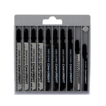 Craftright 10 Piece Jigsaw Blade Set, High Carbon Steel, Timber Cutting, 6 Blade Types