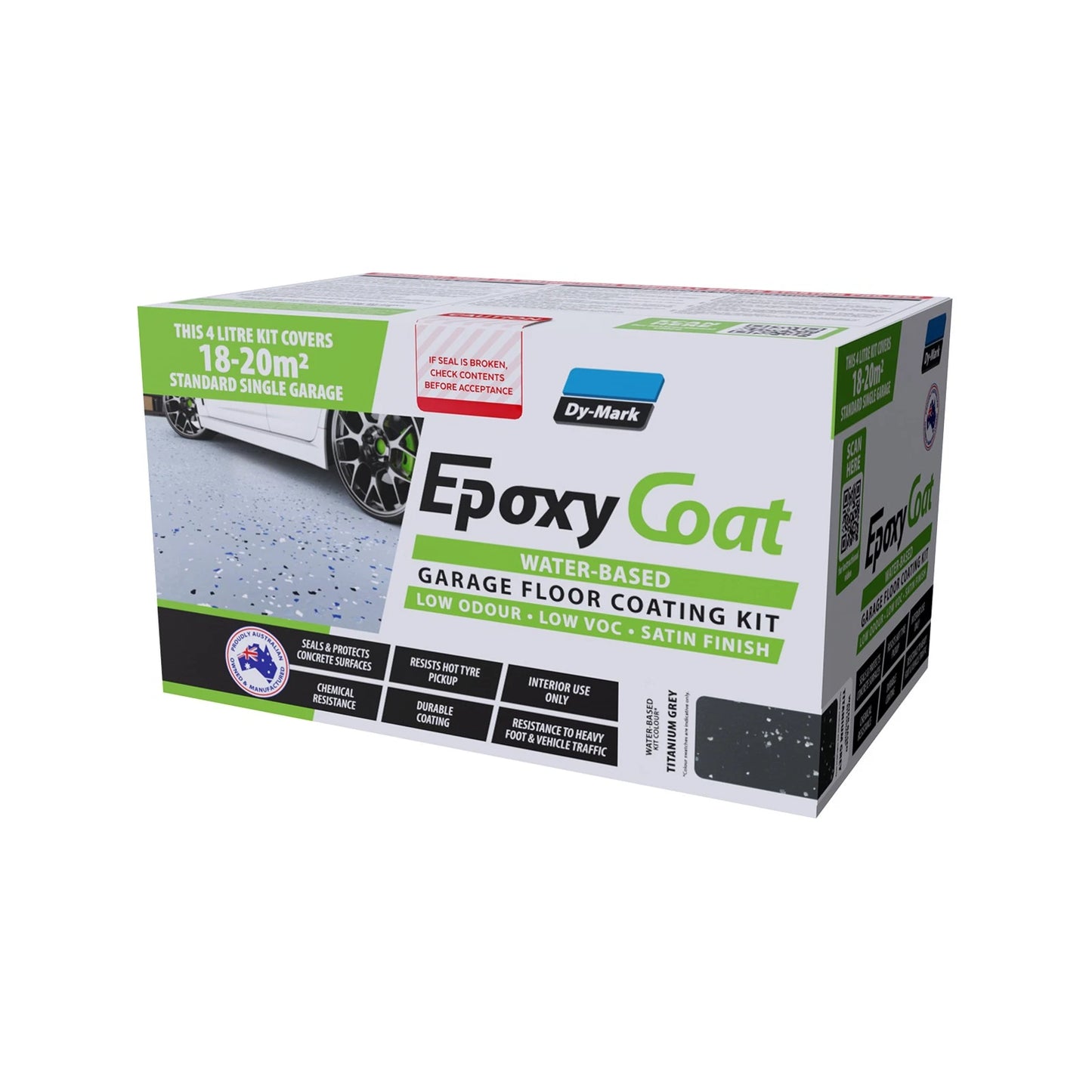 Dy-Mark 4L Titanium Grey Water-Based Epoxy Garage Floor Kit - Low Odour, Heavy Traffic Resistant