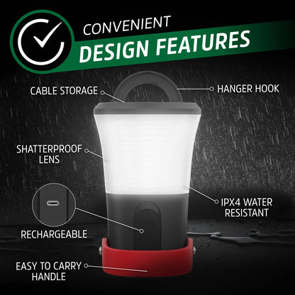 Energizer Battery Genius Small Lantern, Rechargeable, 3 Modes, Water-Resistant, 360° Lighting