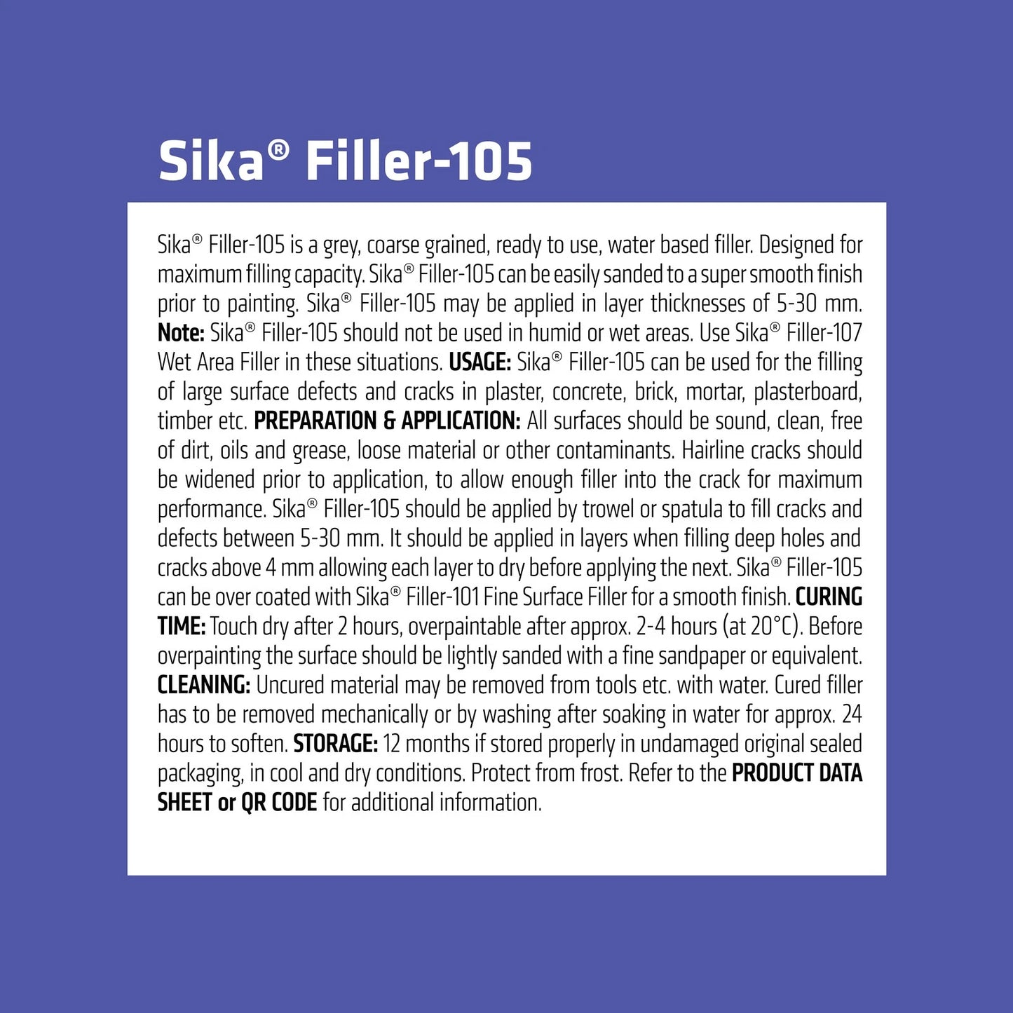 Sika 400ml Grey Filler-105 Quick-Drying Wide Crack Filler for Internal Use