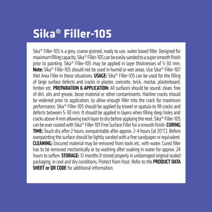 Sika 400ml Grey Filler-105 Quick-Drying Wide Crack Filler for Internal Use