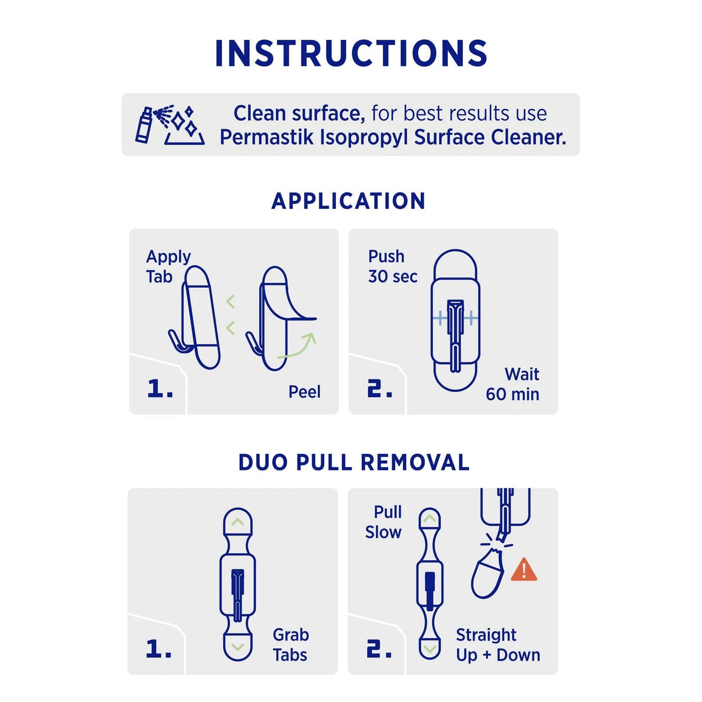 Permastik Medium Clear Kitchen Hooks 4 Pcs - Strong Hold, No Tools, Easy Removal