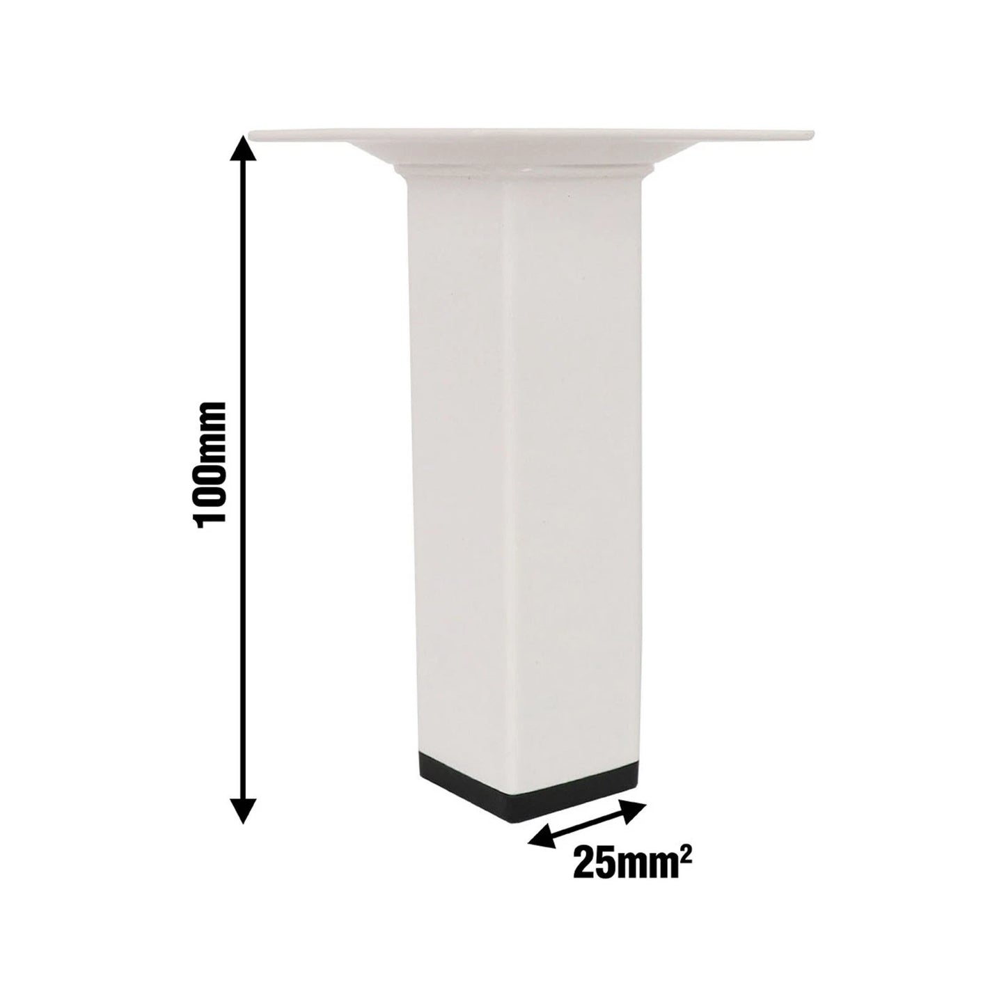 Adoored White Square Metal Furniture Leg 25x100mm Easy Install Durable Steel