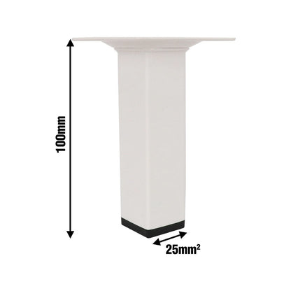 Adoored White Square Metal Furniture Leg 25x100mm Easy Install Durable Steel