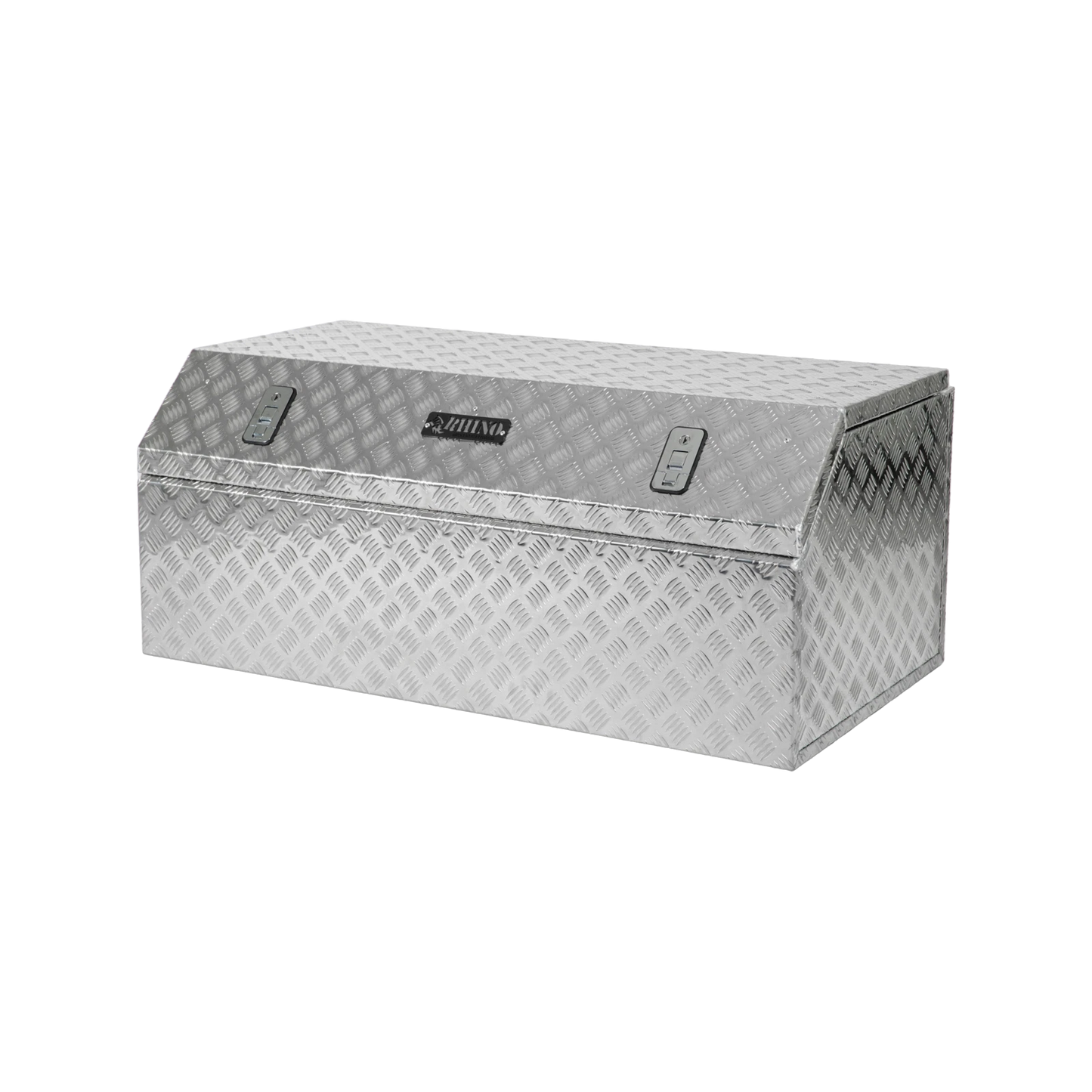 Rhino Aluminium Checkerplate Tool Box 1110x600x475mm, Weather-Resistant, Gas Struts