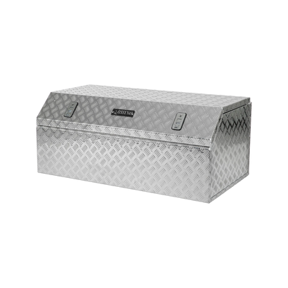 Rhino Aluminium Checkerplate Tool Box 1110x600x475mm, Weather-Resistant, Gas Struts