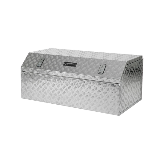 Rhino Aluminium Checkerplate Tool Box 1110x600x475mm, Weather-Resistant, Gas Struts