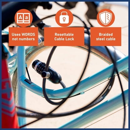 Wordcode Xtenda Resettable 10mm x 2.1m Bikelock, Weather Resistant, Steel Cable