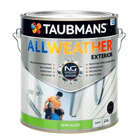 Taubmans Endure 4L White Semi Gloss Exterior Paint with Nanoguard® Technology