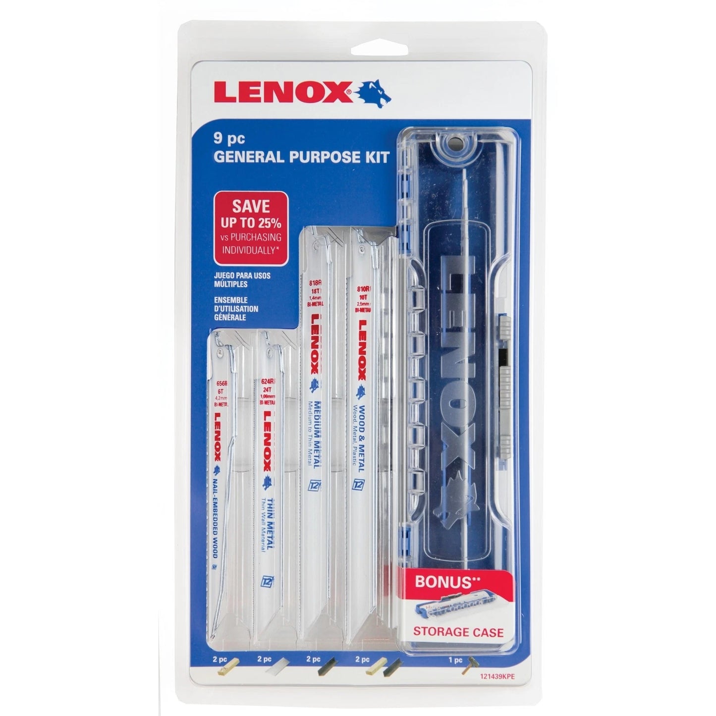 Lenox Reciprocating Saw Blade Kit, 9 Piece, Bi-metal, T2 Technology, 24 TPI