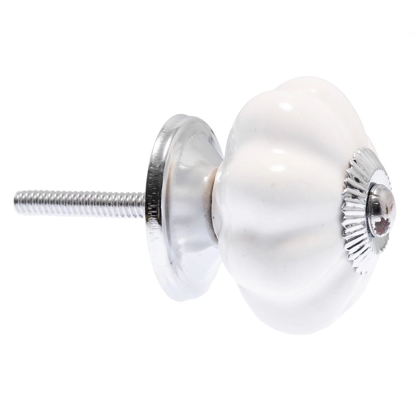 Lane White Ceramic Flower Knob 43mm - Elegant Floral Design, Easy Install, White Finish