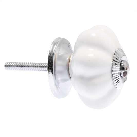 Lane White Ceramic Flower Knob 43mm - Elegant Floral Design, Easy Install, White Finish