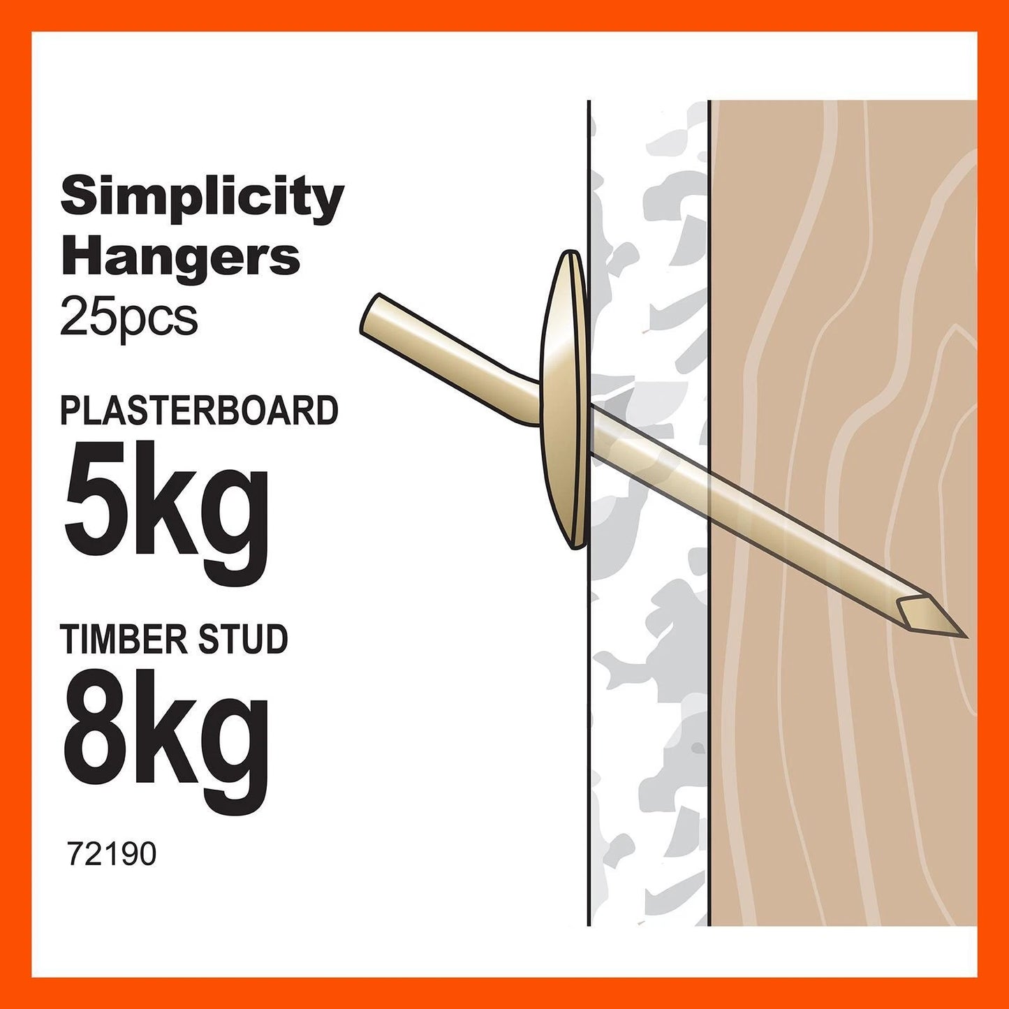 Everhang Brass Simplicity Hangers 8kg - 25 Pack, Easy Install, Secure Wall Mount