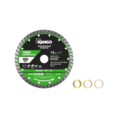 Kango 180mm Turbo Diamond Saw Blade - Fast, Precise Cuts for Concrete, Brick, Stone