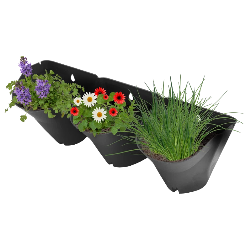 Whites Charcoal 3 Pot Vertical Garden Wall Stacker - Modular, Water-Smart, Easy Install