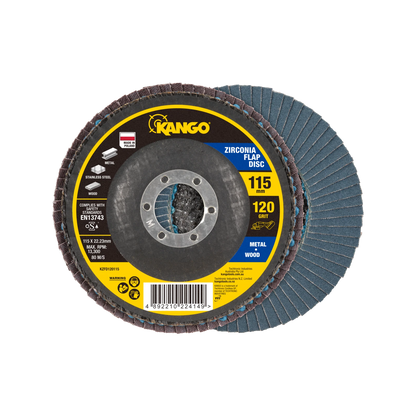 Kango 115mm 120G Zirconia Flap Disc, Self-Sharpening, Enhanced Material Removal