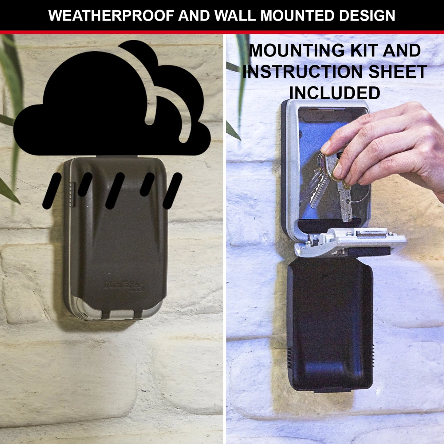 Master Lock Light Up Wall Mounted Key Safe with Combination Dials, Weather-Resistant