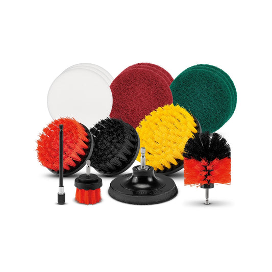 Ozito 16 Piece Drill Brush Set for Tiles, Grout, Tyres, Outdoor Furniture Cleaning