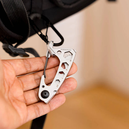 Titanium 77mm Stainless Steel Multi-Purpose Carabiner with Tools