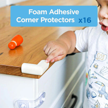 Perma Child Safety Foam Corner Protectors, Cream, 16 Pack - Easy Install, Durable, Versatile Use
