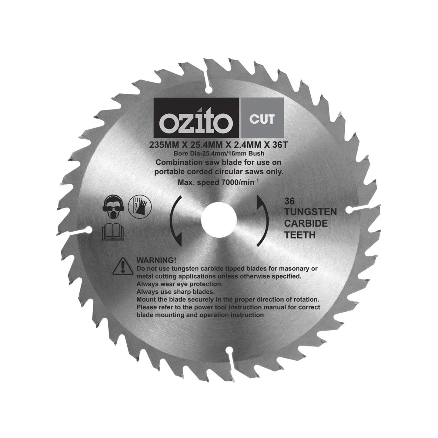 Ozito 2000W 235mm Corded Circular Saw with Laser Guide and Magnesium Safety Guard