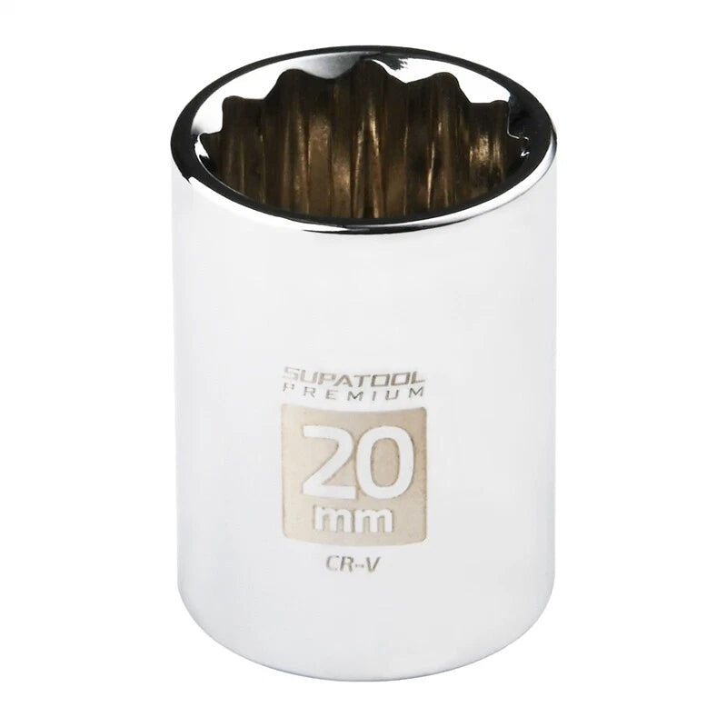 Supatool 20mm 1/2" Drive Socket, Chrome Vanadium Steel, Corrosion Resistant, 12-Point