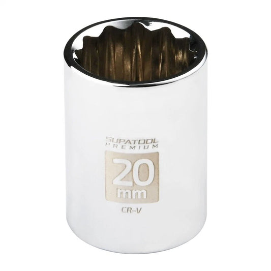 Supatool 20mm 1/2" Drive Socket, Chrome Vanadium Steel, Corrosion Resistant, 12-Point