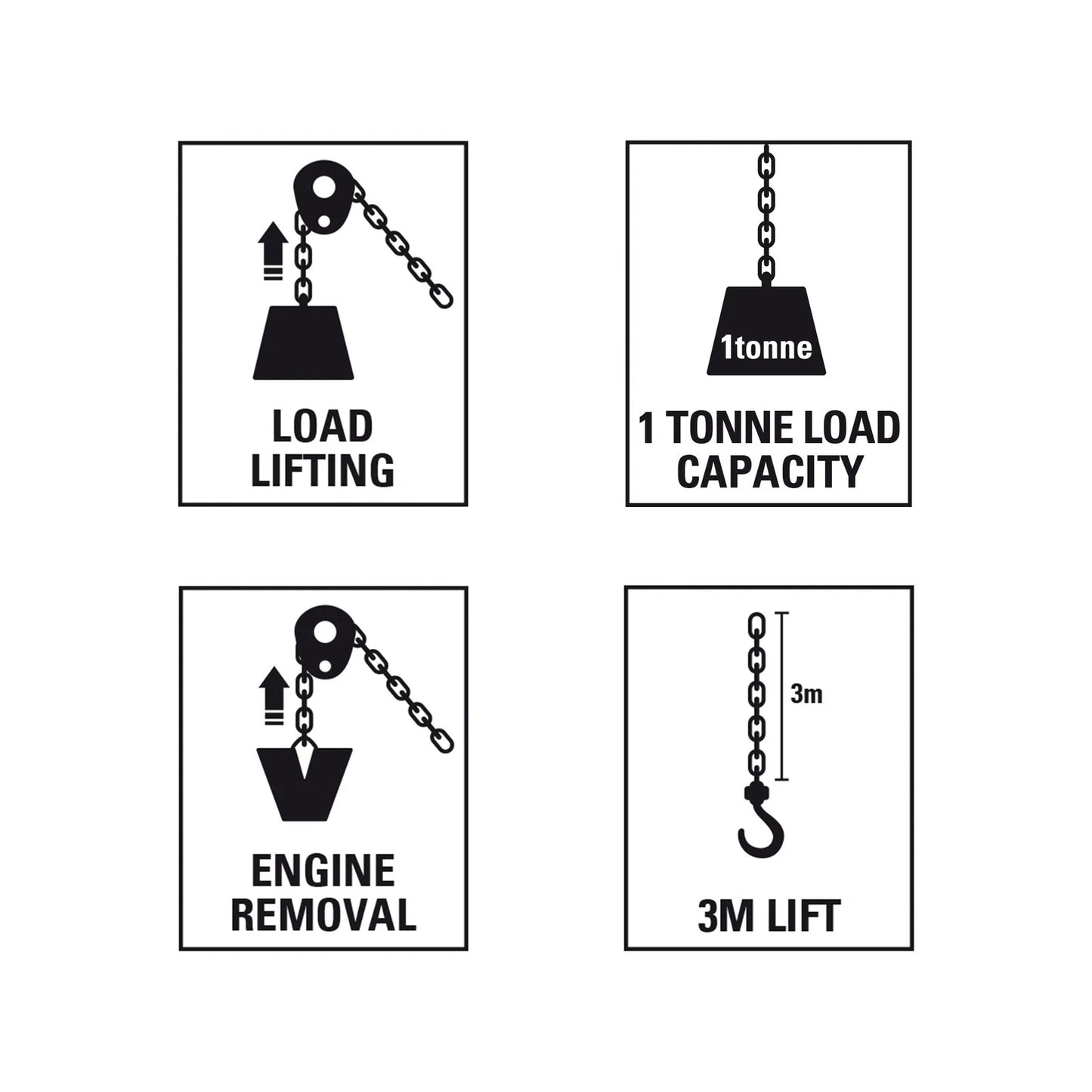 Gorilla 1000kg Chain Block, 3m Lift, Steel, Yellow, AS1418.2 Certified
