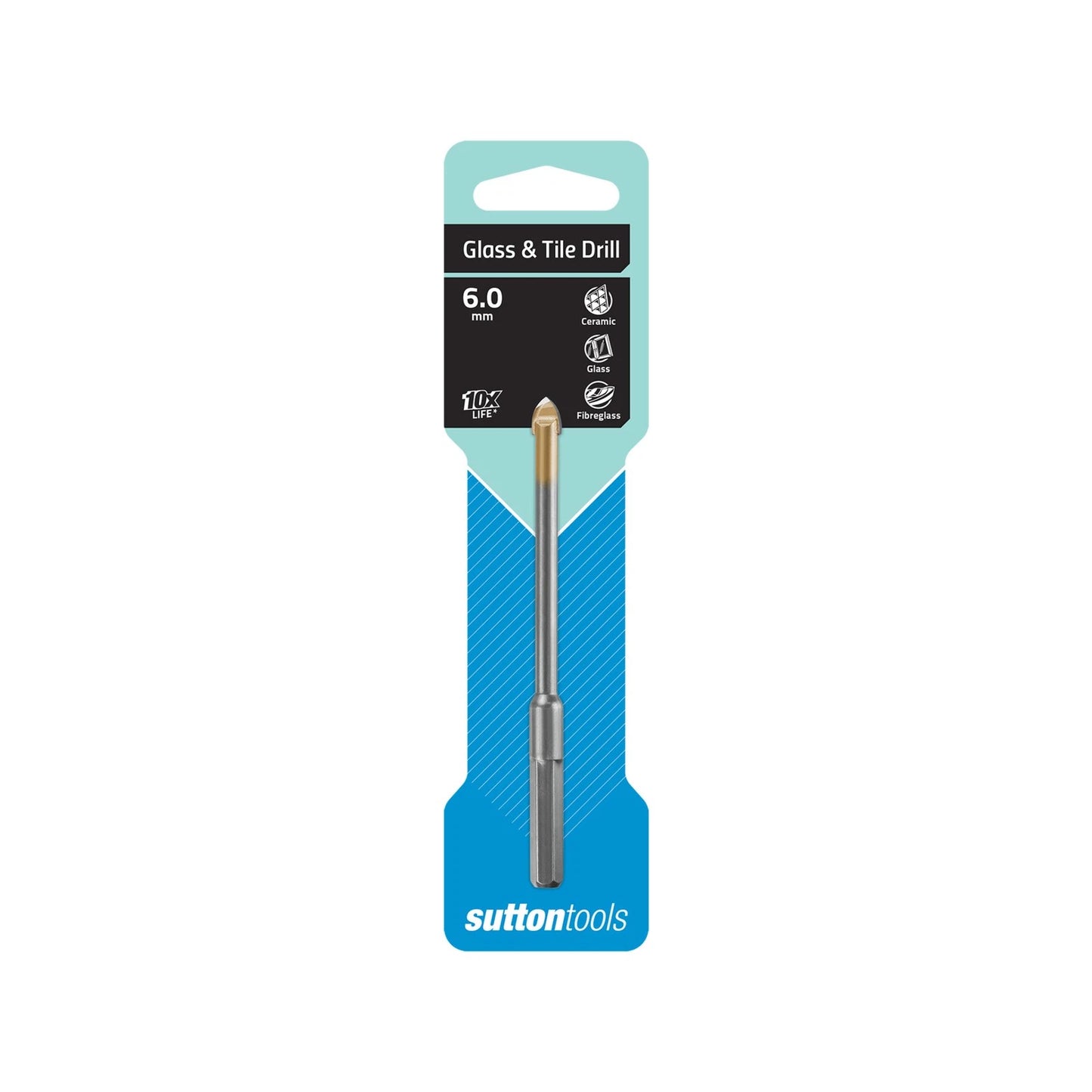 Sutton Tools 6.0mm Glass & Tile Drill Bit, Carbide, Anti-Slip Hex Shank
