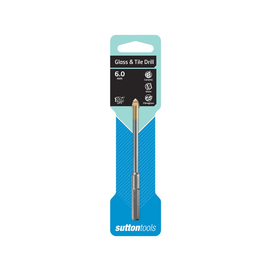 Sutton Tools 6.0mm Glass & Tile Drill Bit, Carbide, Anti-Slip Hex Shank