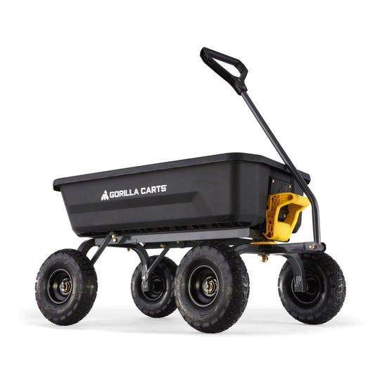 Gorilla Carts 115L Poly Dump Cart, Zero-Turn, Impact-Resistant, Quick-Release System