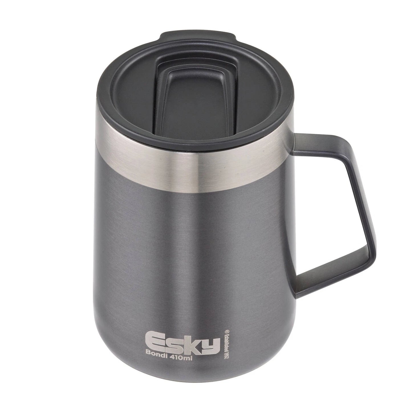 Esky Grey Bondi Travel Mug 414ml - Double Wall Insulation, Splashproof Lid, Handle
