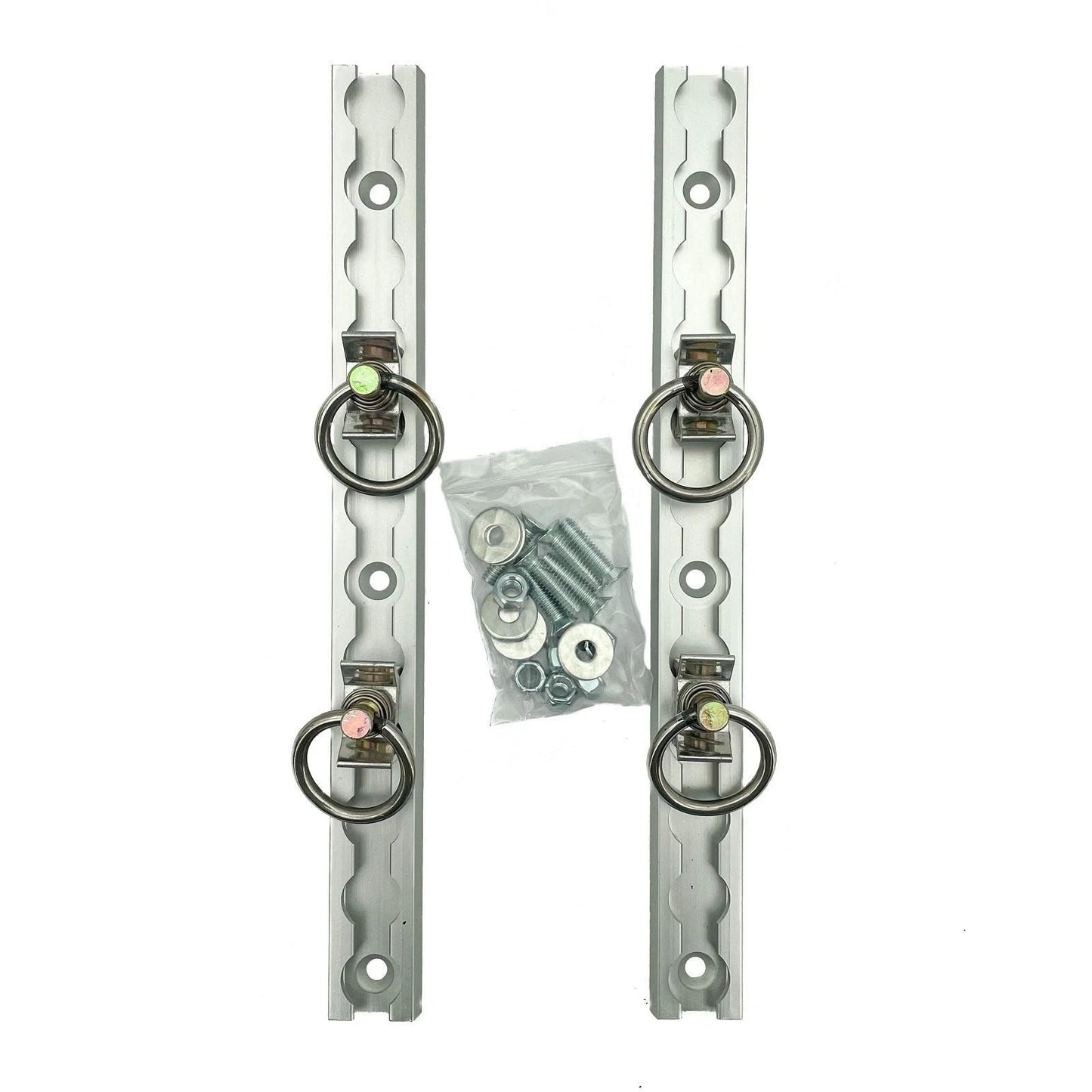 Grunt 30cm Aluminium O Tracks 2 Pcs with Movable Anchor Rings and Spring-Loaded Lock Clip