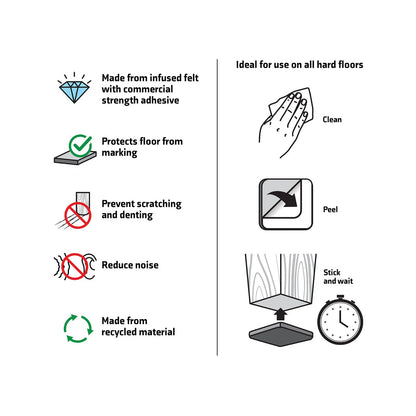 Surface Gard Beige Adhesive Felt Pads 25x25mm - 16 Pack, Noise Reduction & Surface Protection