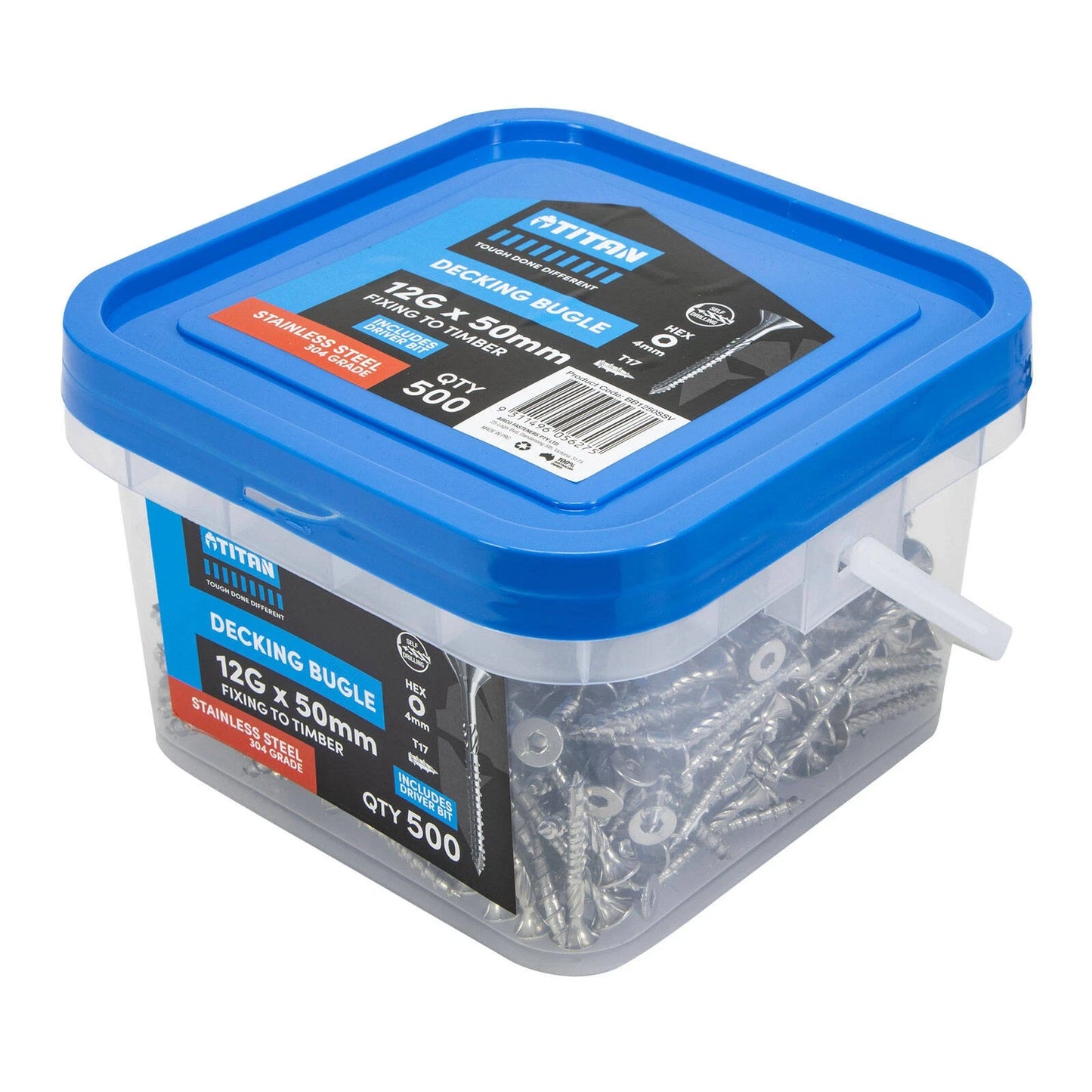 Titan 12G x 50mm Stainless Steel Decking Bugle Screws - Pack of 500