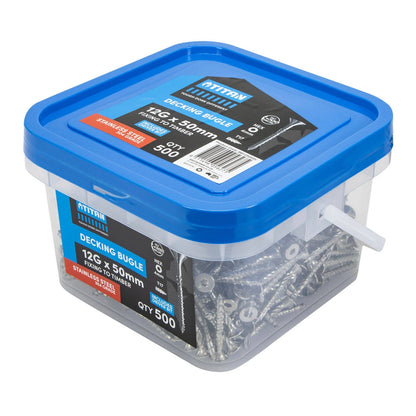 Titan 12G x 50mm Stainless Steel Decking Bugle Screws - Pack of 500