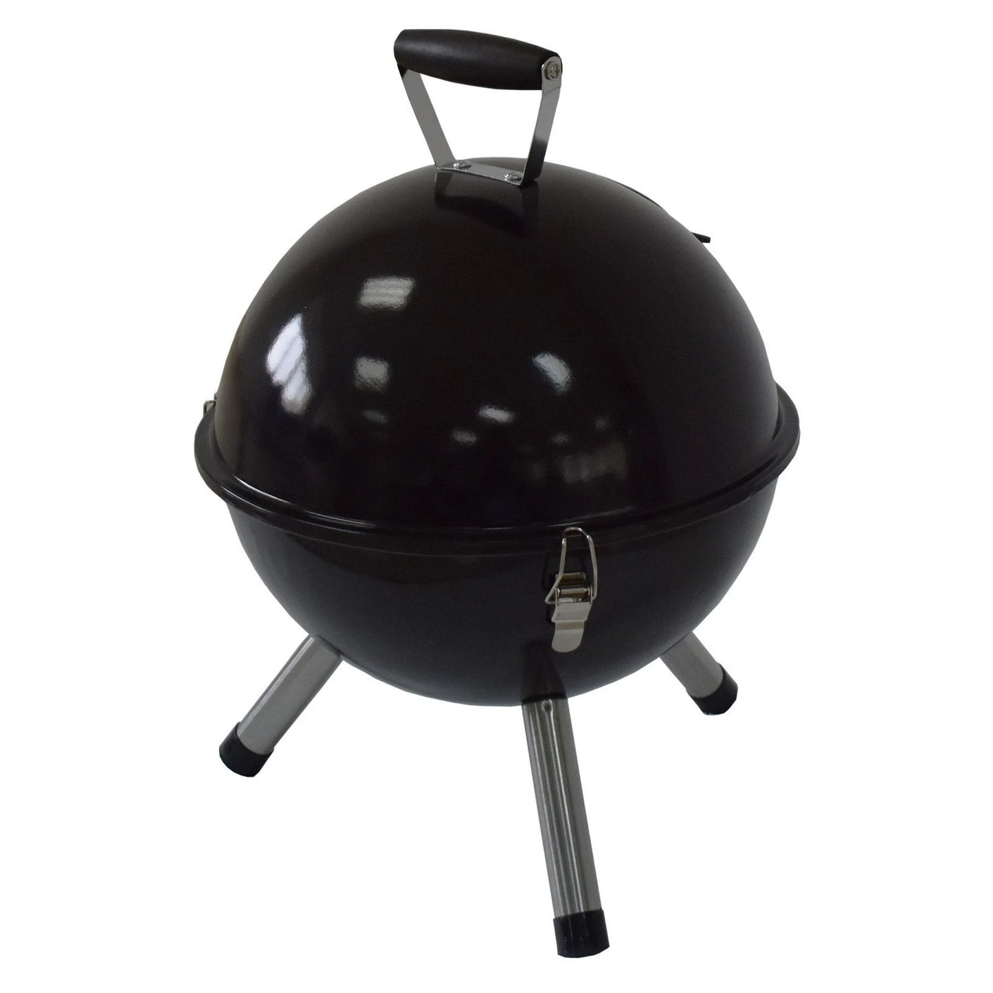 Jumbuck 32cm Portable Charcoal Grill BBQ, Compact Design, Stainless Steel Legs, Black Enamel