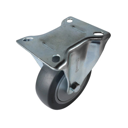 Easyroll 100mm Grey Rubber Heavy Duty Fixed Castor 100kg Load Capacity